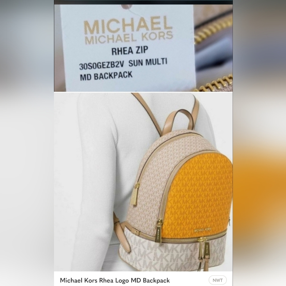 Michael Kors Authentic Rhea Logo MD Backpack - Picture 2 of 5